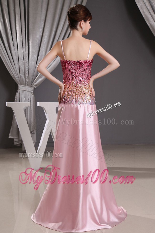 Spaghetti Straps and Sequin Decorate Bodice For 2013 Prom Dress