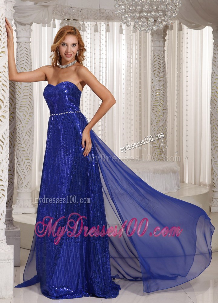 Royal Blue Paillette Sheath Sweetheart Stylish Sequin Party Dresses