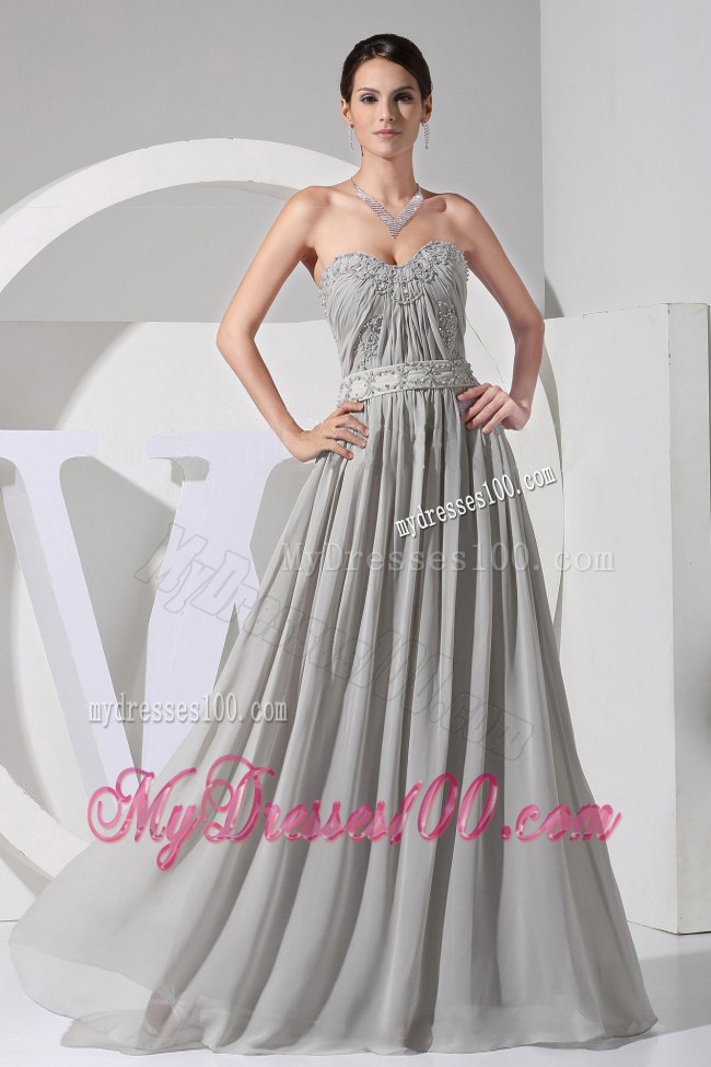 Appliques With Beading Decorate Grey Sweetheart 2013 Prom Dress