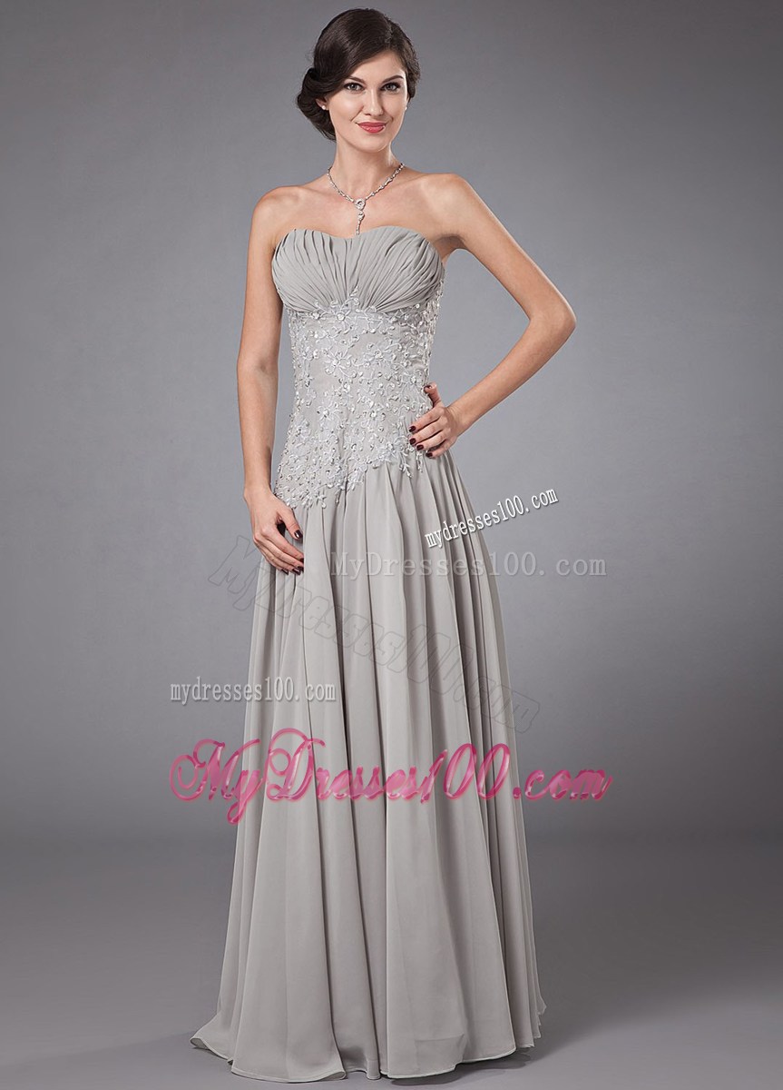 Chic Column Sweetheart Floor-length Beading Prom Dress in Grey