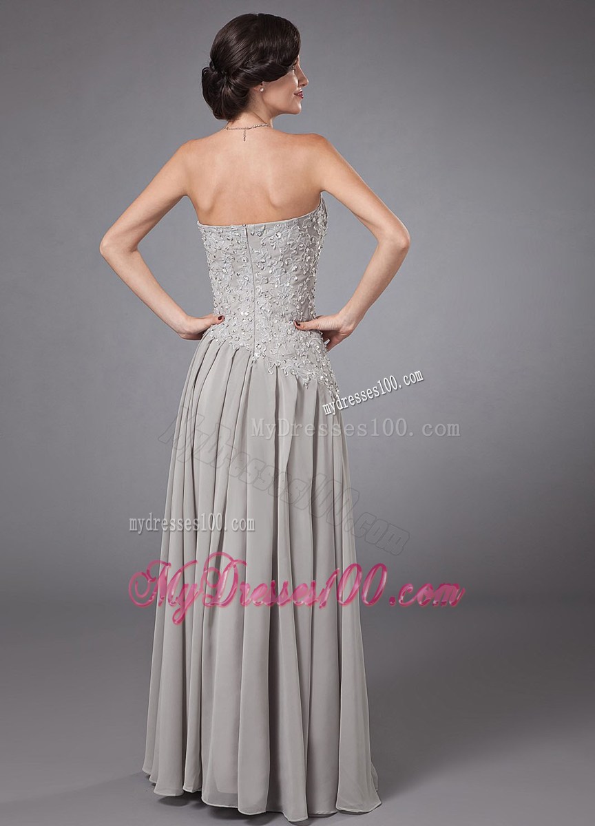 Chic Column Sweetheart Floor-length Beading Prom Dress in Grey