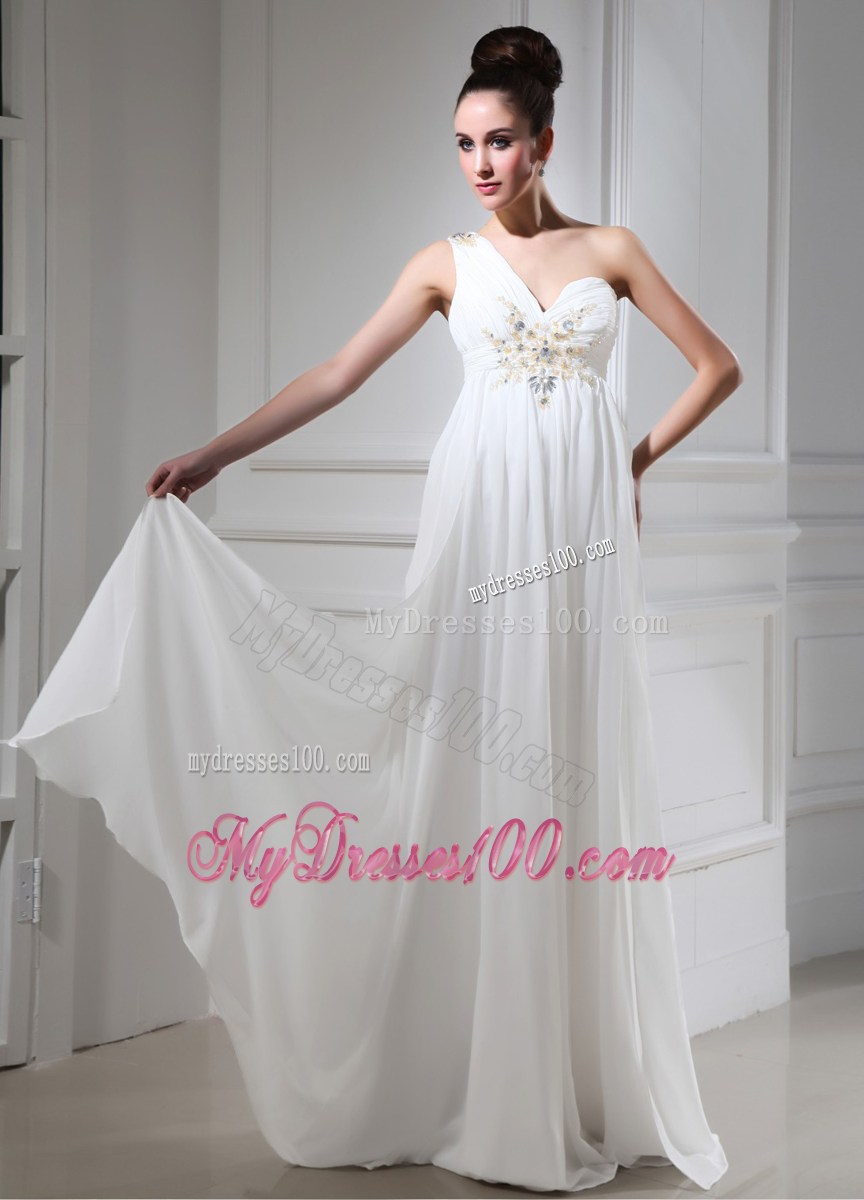 One Shoulder 2013 Prom Dress With Beaded For Custom Made