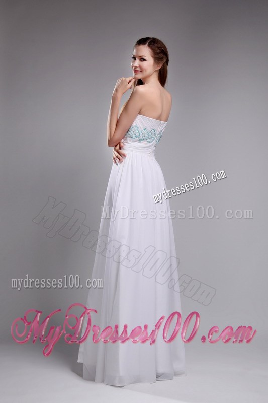 Sweet Empire Strapless Ruching and Beading Prom Dress in White