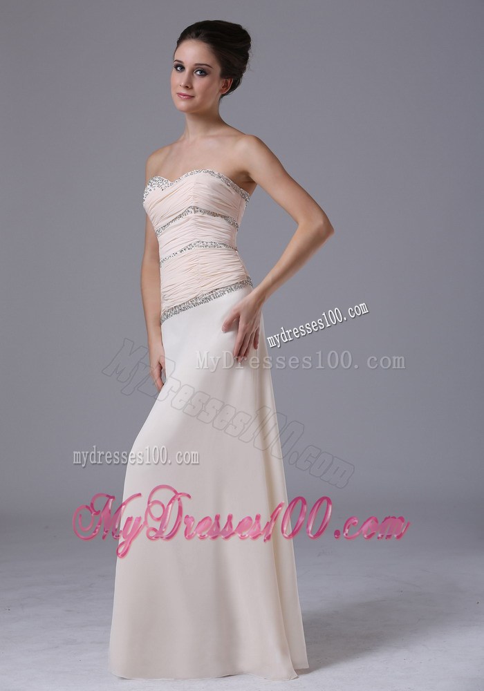 Empire Champagne Sweetheart Prom Dress with Beaded Decorate