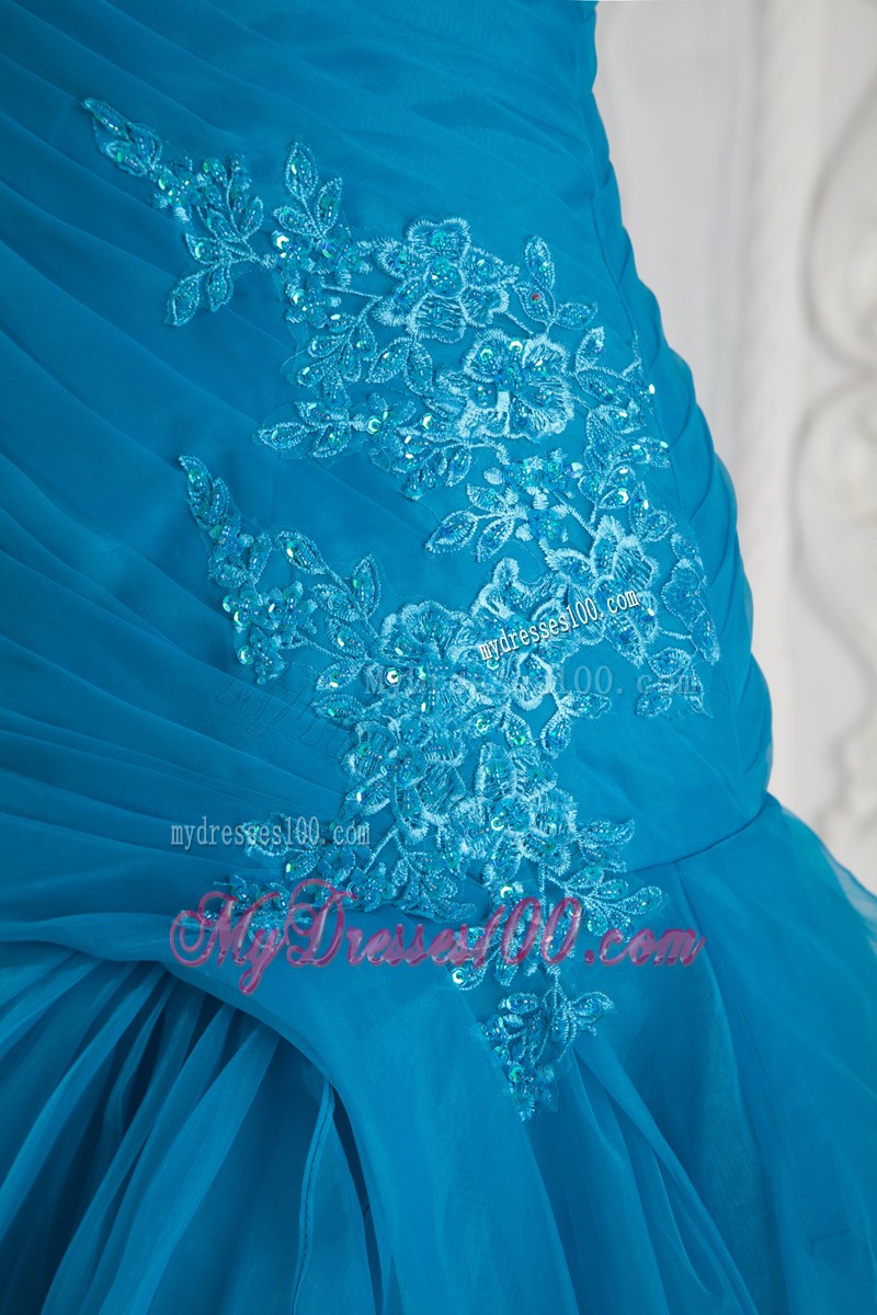 Low Price Teal Mermaid Sweetheart Prom Dress with Appliques