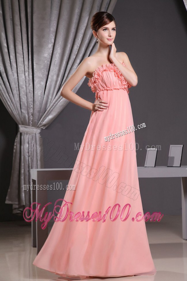 Watermelon Elegant Prom Dress With Hand Made Flowers