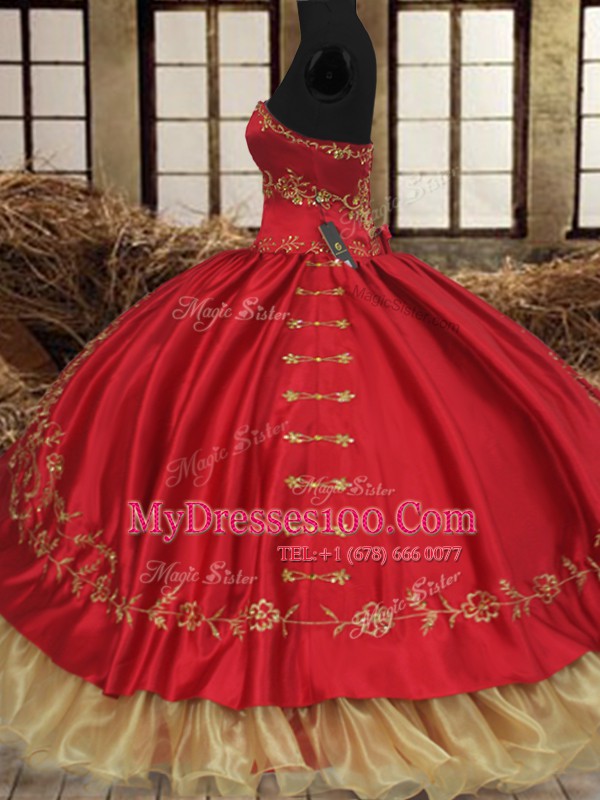 Wine Red Lace Up Ball Gown Prom Dress Beading and Embroidery Sleeveless Floor Length