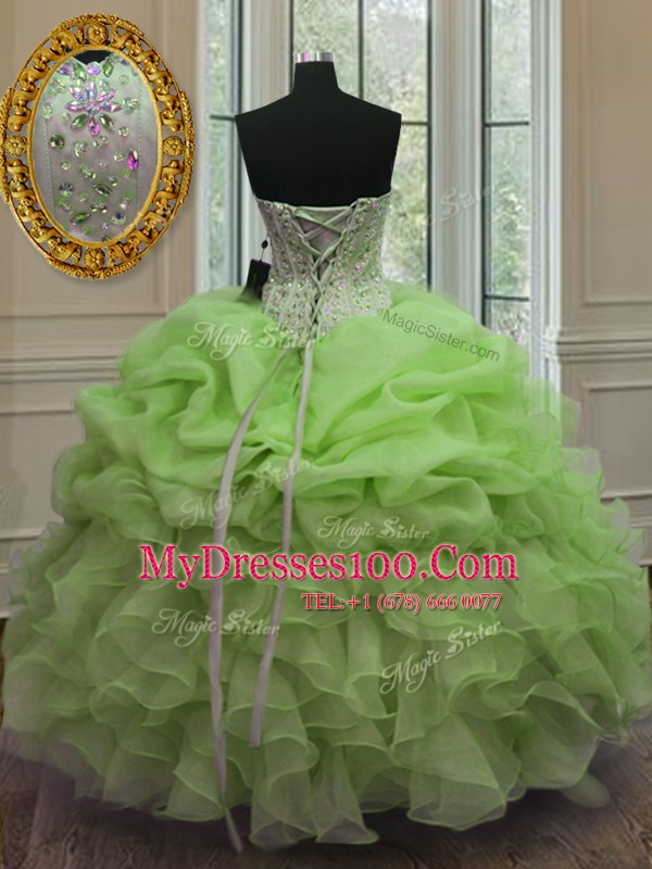 Customized Pick Ups Floor Length Ball Gowns Sleeveless Quinceanera Dress Lace Up