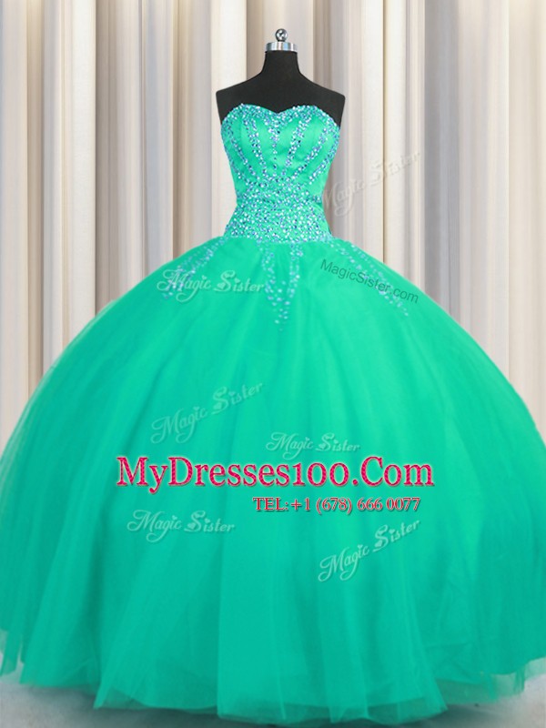 Sweet Really Puffy Sweetheart Sleeveless Tulle Sweet 16 Quinceanera Dress Beading Lace Up