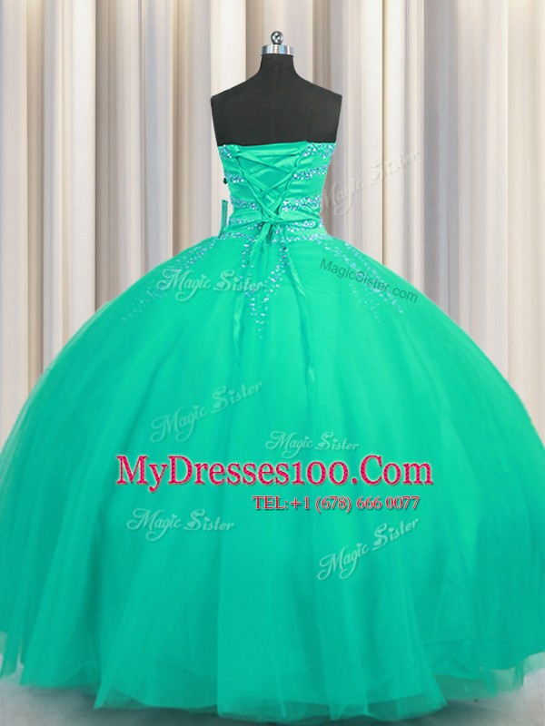 Sweet Really Puffy Sweetheart Sleeveless Tulle Sweet 16 Quinceanera Dress Beading Lace Up