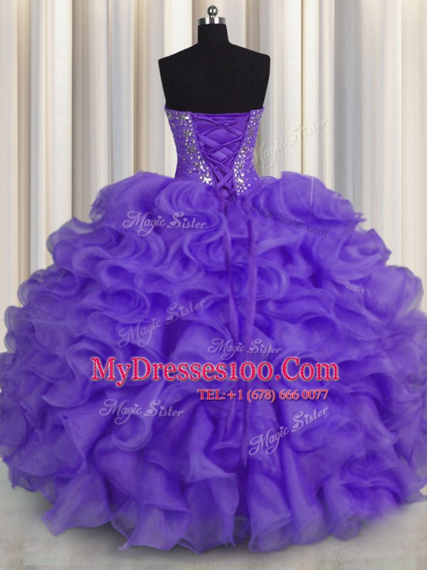 Floor Length Lavender Quinceanera Dresses Sweetheart Sleeveless Lace Up