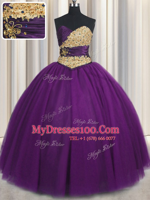 Romantic Purple Sweetheart Neckline Beading and Appliques 15 Quinceanera Dress Sleeveless Lace Up