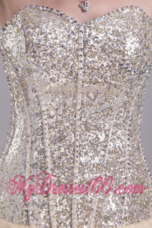 Champagne Princess Sweetheart Short Sequins 2013 Cocktail Dresses