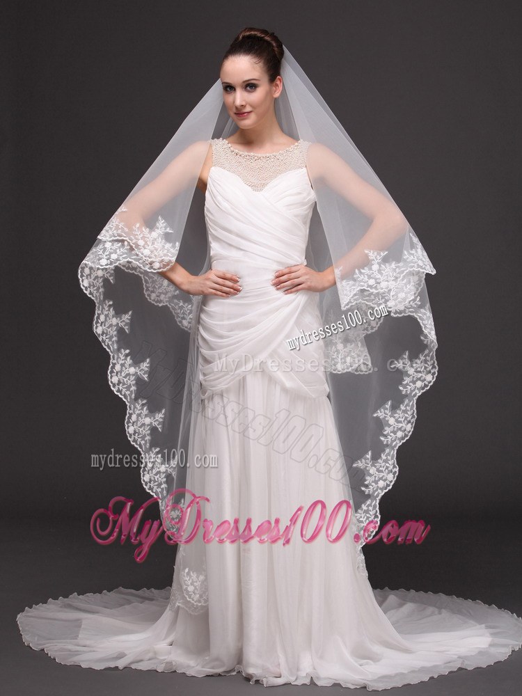 Lace Appliques Tulle Graceful Wedding Veil