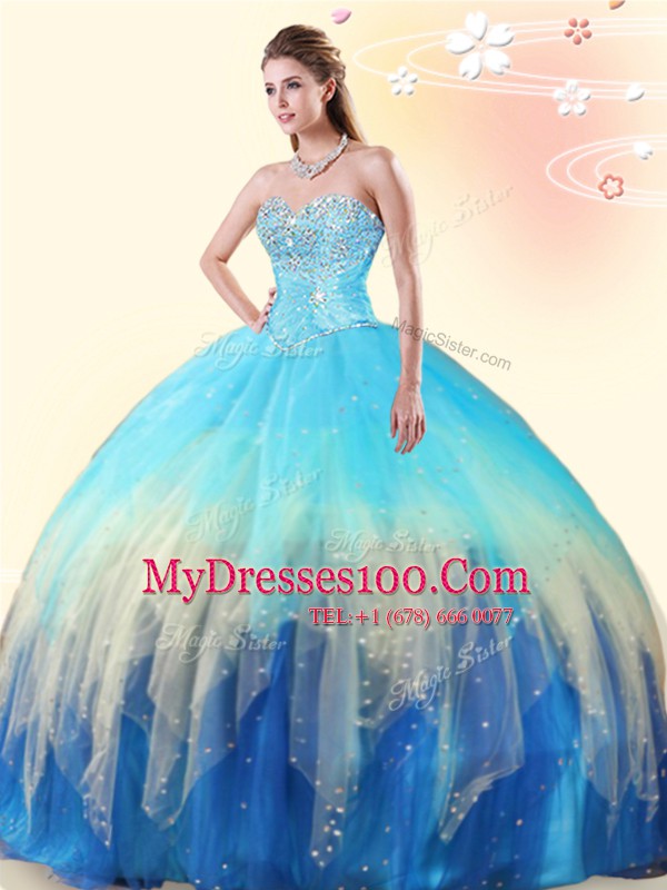 Sweetheart Sleeveless Lace Up Vestidos de Quinceanera Multi-color Tulle