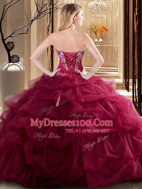 Comfortable Sleeveless Lace Up Floor Length Embroidery and Ruffles 15th Birthday Dress