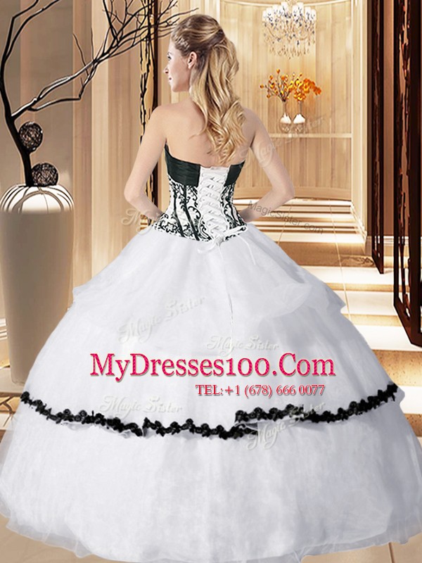 Best Selling Ruffled Sweetheart Sleeveless Lace Up Sweet 16 Dresses White Organza