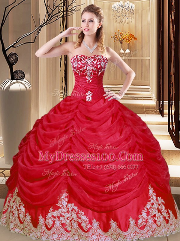 Cheap Pick Ups Coral Red Sleeveless Tulle Lace Up Sweet 16 Quinceanera Dress for Military Ball and Sweet 16 and Quinceanera